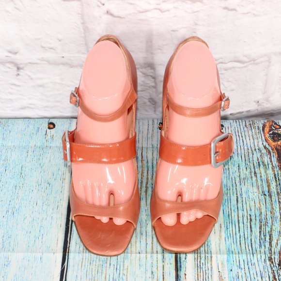 Cole Haan Peach Leather Ankle Strap Open Toe Wedge Platform Sandals 9 B - Picture 5 of 7